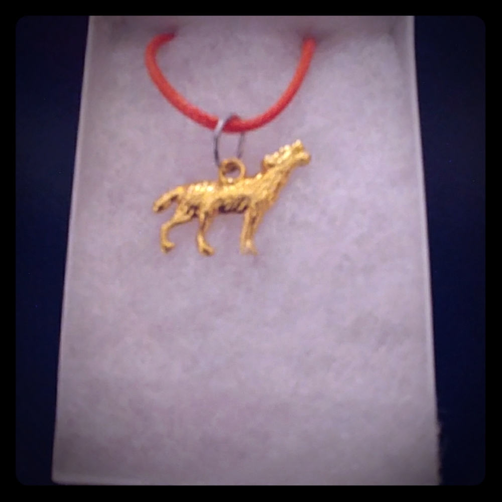 Gold Howling Wolf Necklace